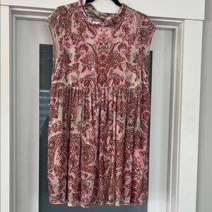 Free People Pink and Red Paisley Mini Dress